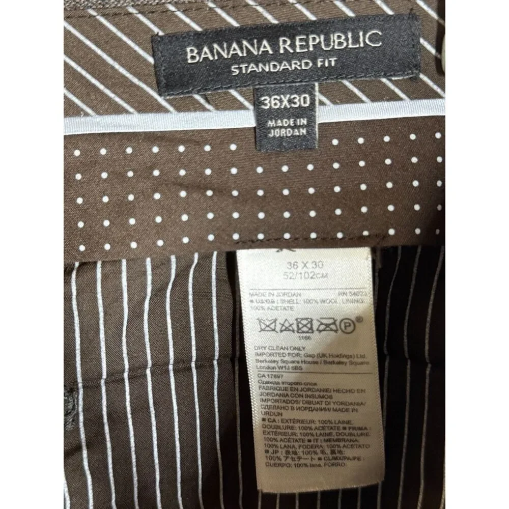 Banana Republic Men’s Brown 100% Wool Dress Pants 36x30 Standard Fit
